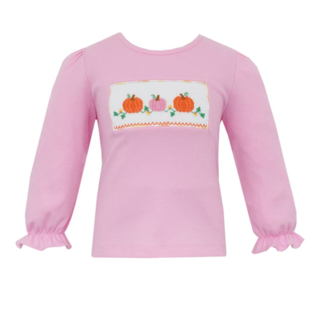 Pink Pumpkin Patch Smocked T-Shirt