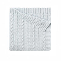 Pale Blue Horseshoe Cable Knit Blanket