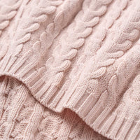 Blush Horseshoe Cable Knit Blanket