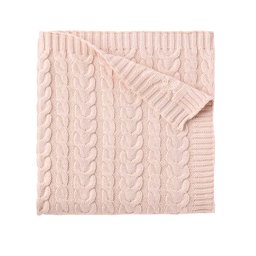 Blush Horseshoe Cable Knit Blanket