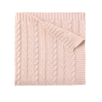 Blush Horseshoe Cable Knit Blanket