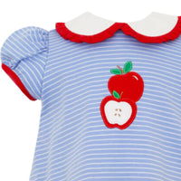 Apple Periwinkle Blue Knit Stripe Bloomer Set