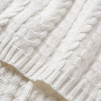 Cream Horseshoe Cable Knit Blanket