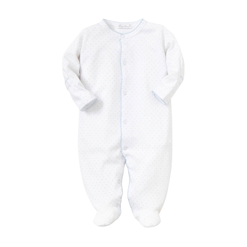 White with Light Blue Dots Footie