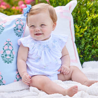 Blue Bow Bouquet Smocked Bishop Bubble