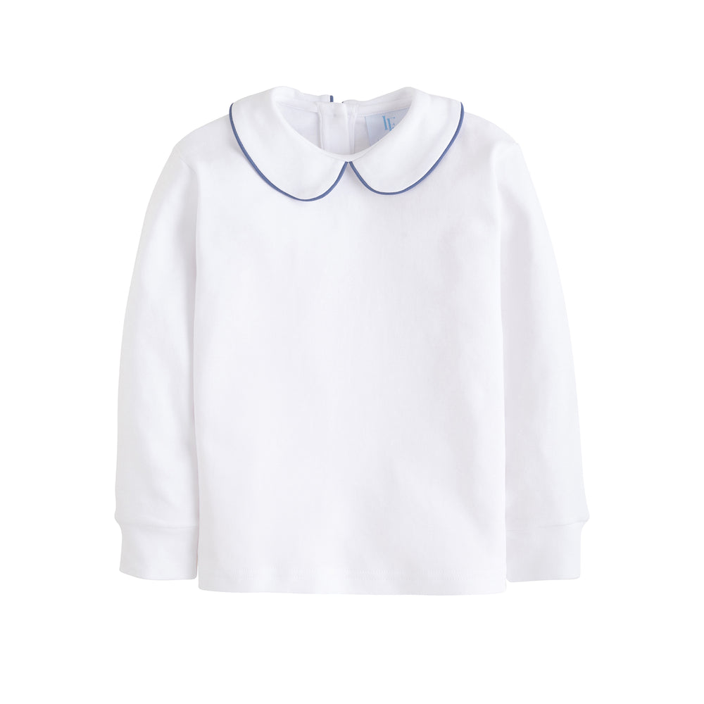 Gray Blue Piped Peter Pan Shirt