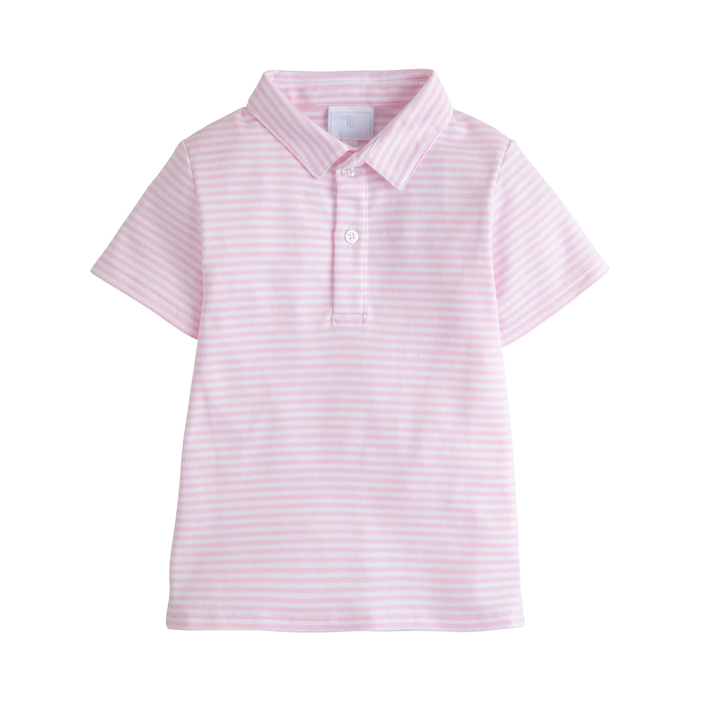 Pink Stripe Polo Short Sleeve