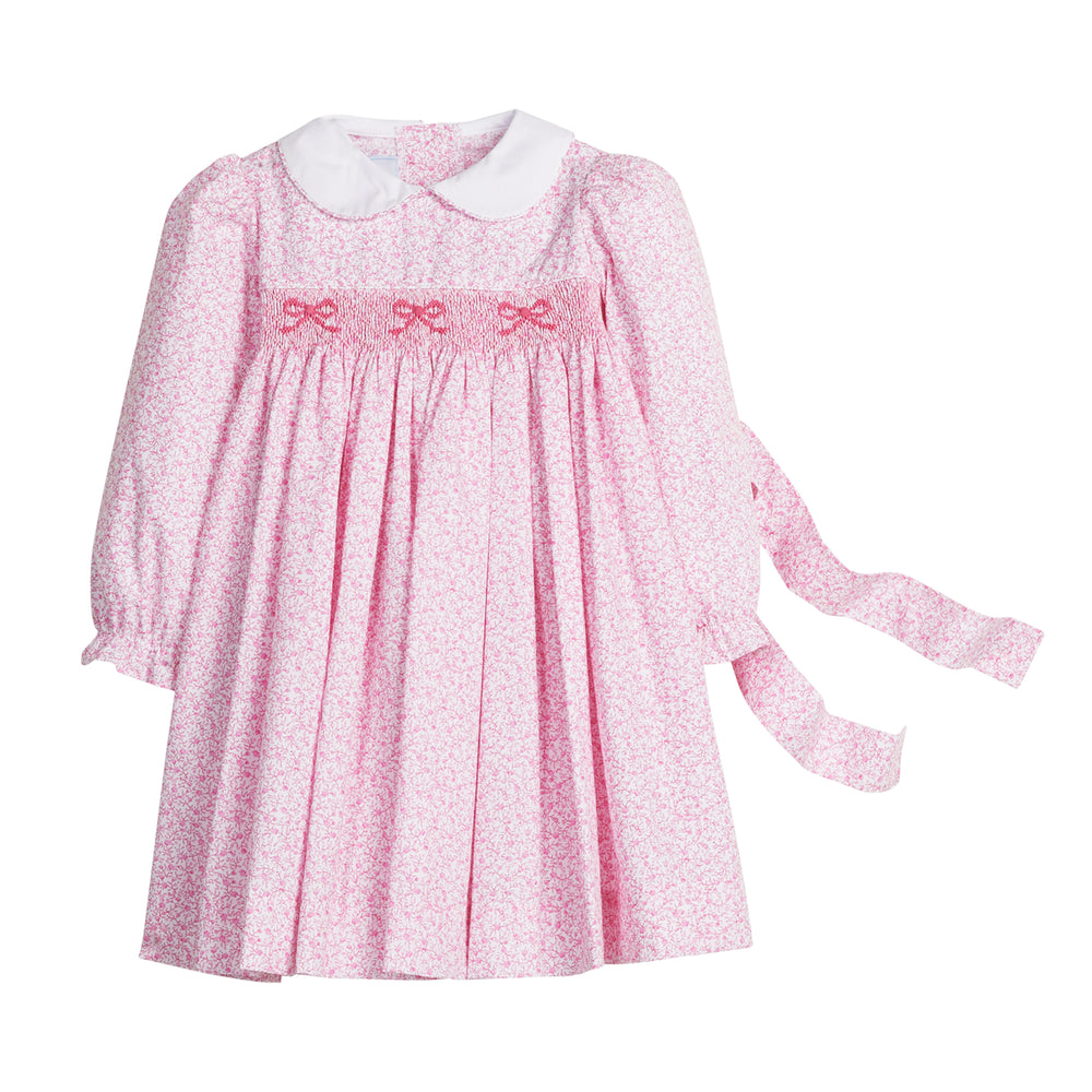 Smocked Natalie Dress in Pink Vinings