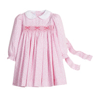 Smocked Natalie Dress in Pink Vinings