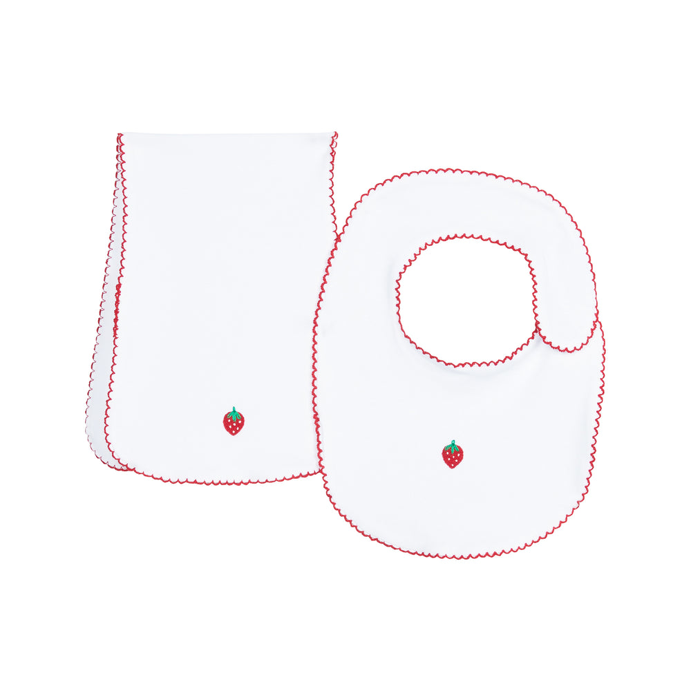 Strawberry Pinpoint Bib n Burp Set
