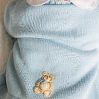 Blue Teddy Bear Crochet Sweater
