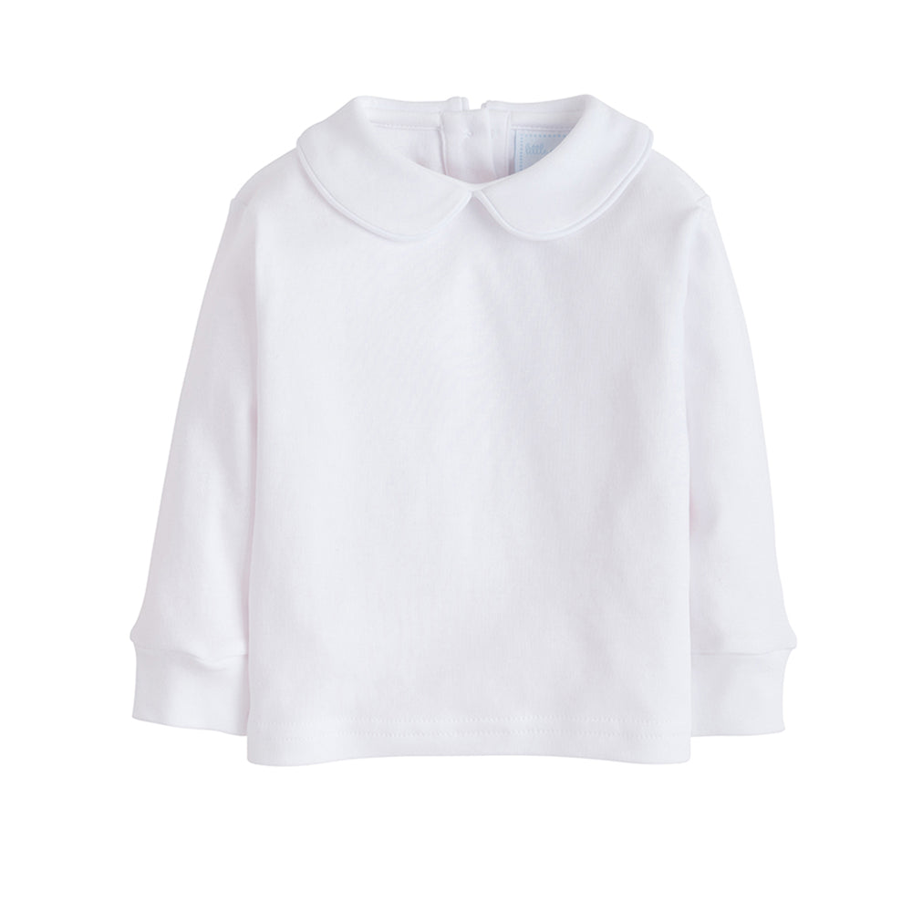 White Piped Peter Pan Shirt