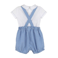 Navy Blue Check Romper Set