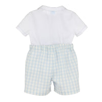 Blue Check Short Set for Him