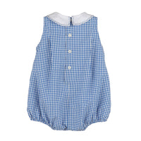 Navy Blue Check Tabs Boy Bubble