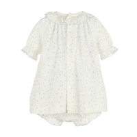Blue Tiny Floral Smock Bishop