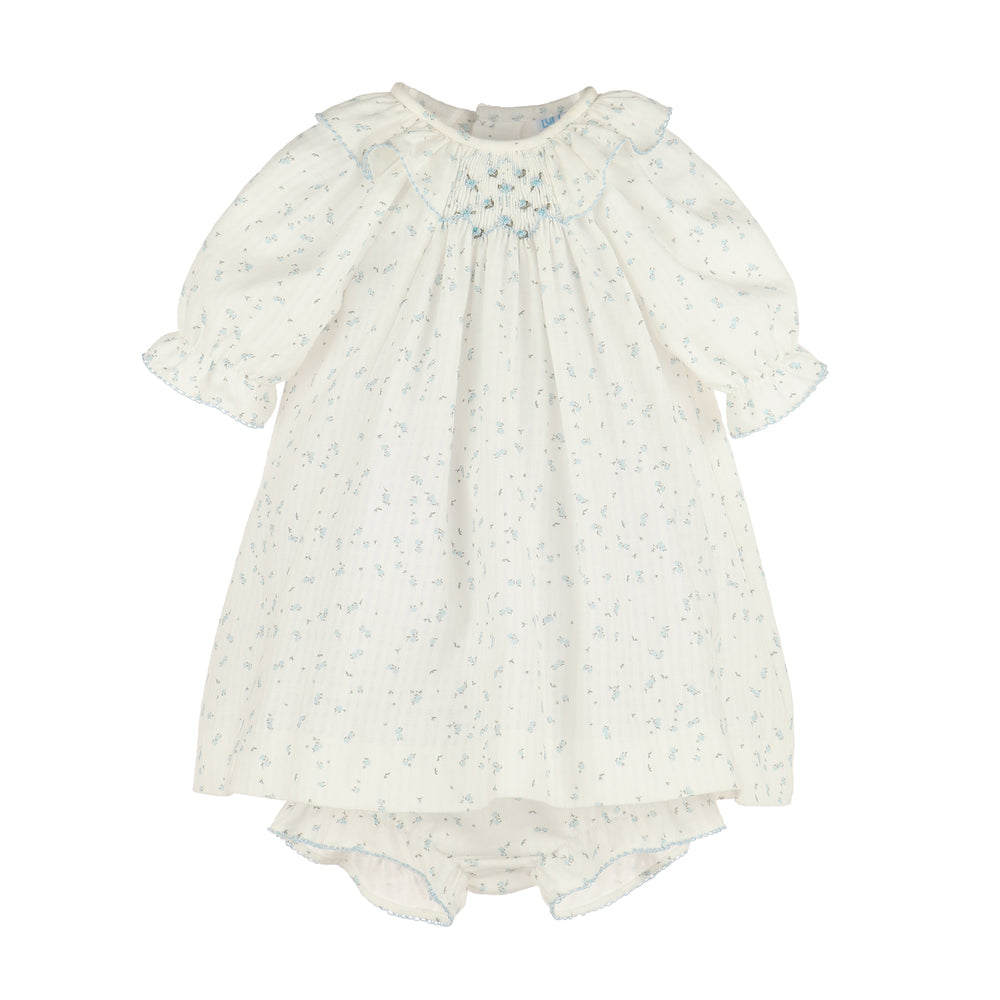 Blue Tiny Floral Smock Bishop