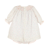 Peach Floral Swiss Dot Bishop Dress