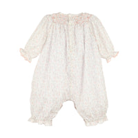 Peach Floral Swiss Dot Romper