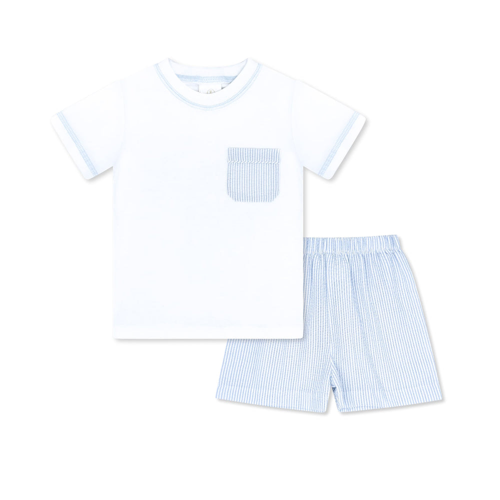 Charlie Short Set Simply Blue Seersucker