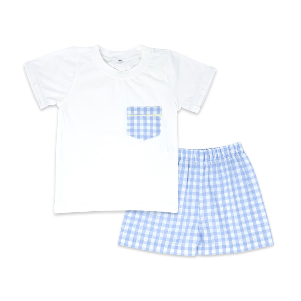 Charlie Woven Set Small White/Blue Check