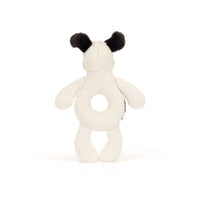 Bashful Black and Cream Puppy Ring Rattle