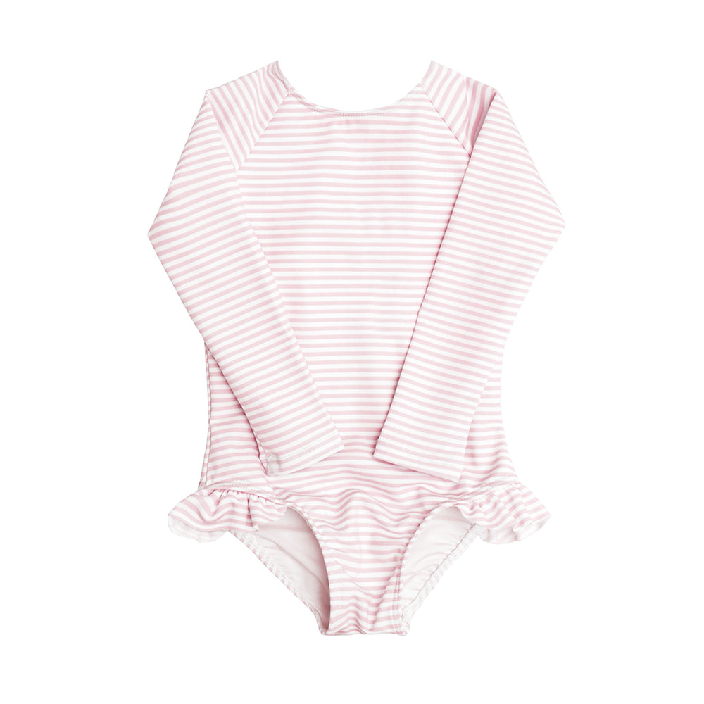 Light Pink Stripe Rashguard One Piece