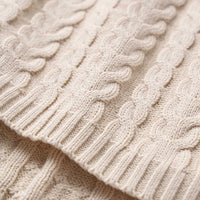 Oatmeal Horseshoe Cable Knit Blanket