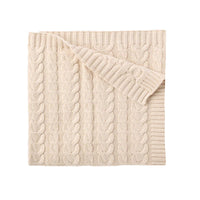 Oatmeal Horseshoe Cable Knit Blanket