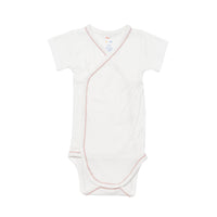 Short Sleeve Crossbody Onesie Pink Piping