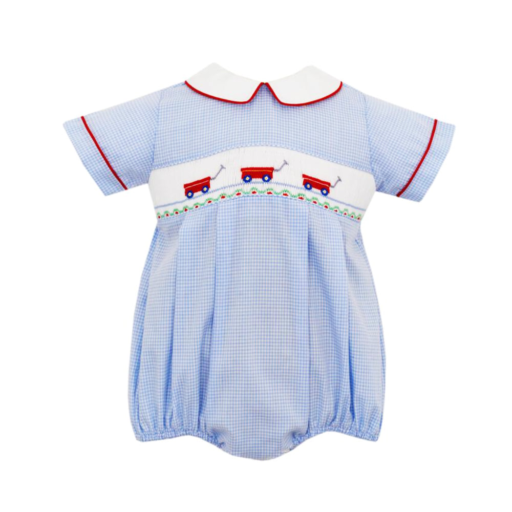 Blue Gingham Red Wagon Bubble