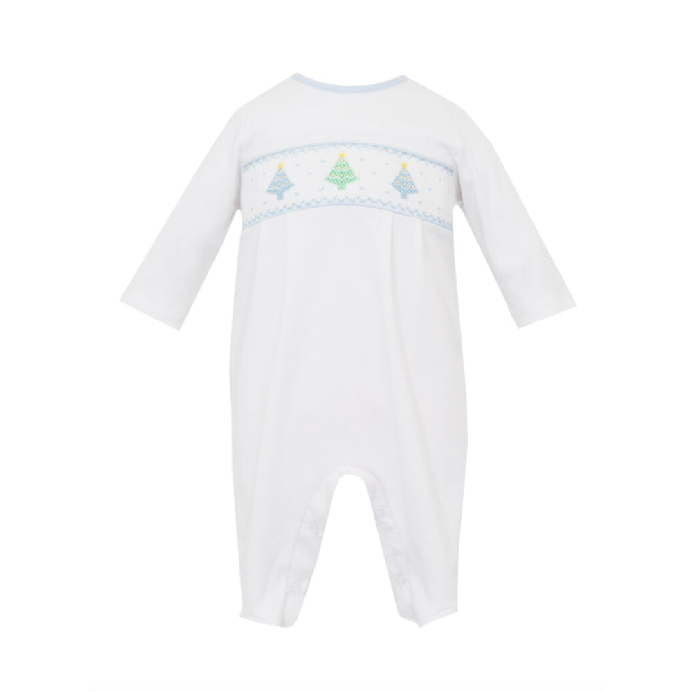 Blue Pastel Holiday Trees Knit Long Romper