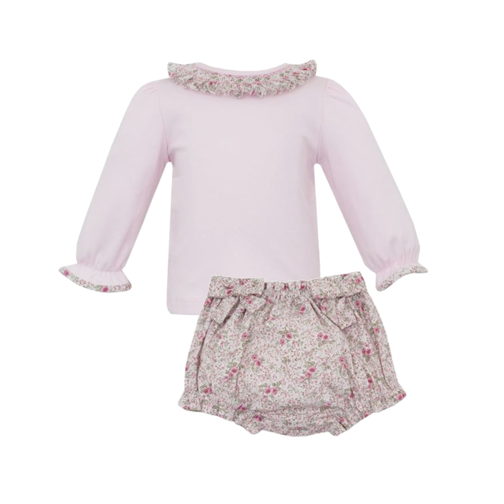 Smocked Rose Print Bloomer Set