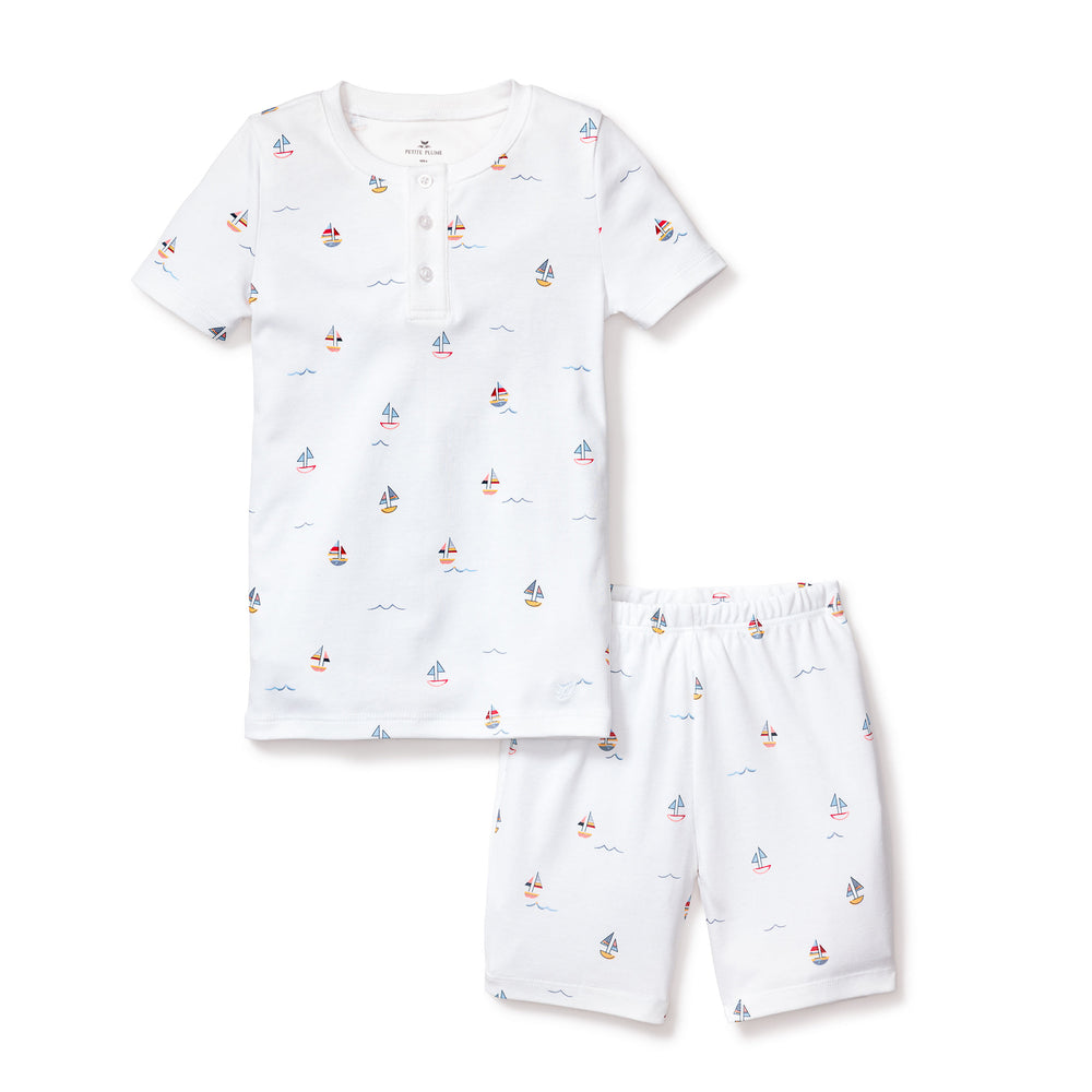 Kids Pima Bateau Snug Short Set Pajamas