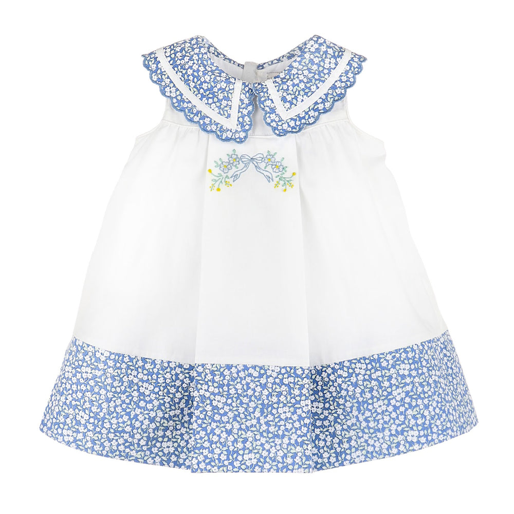Bloomy Print Collar Embroidered Dress