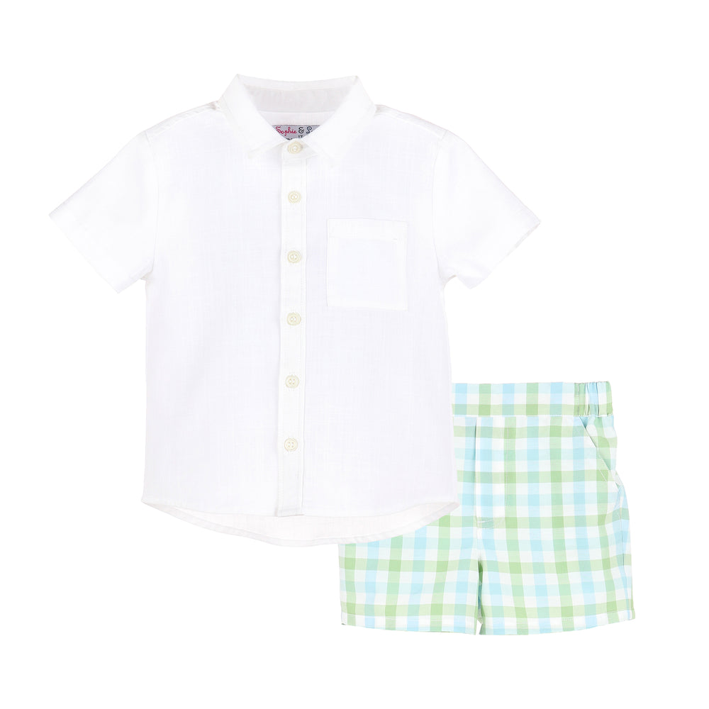 Pastel Plaid Boy Short Set