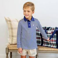 Prim and Proper Polo Navy Stripe Top