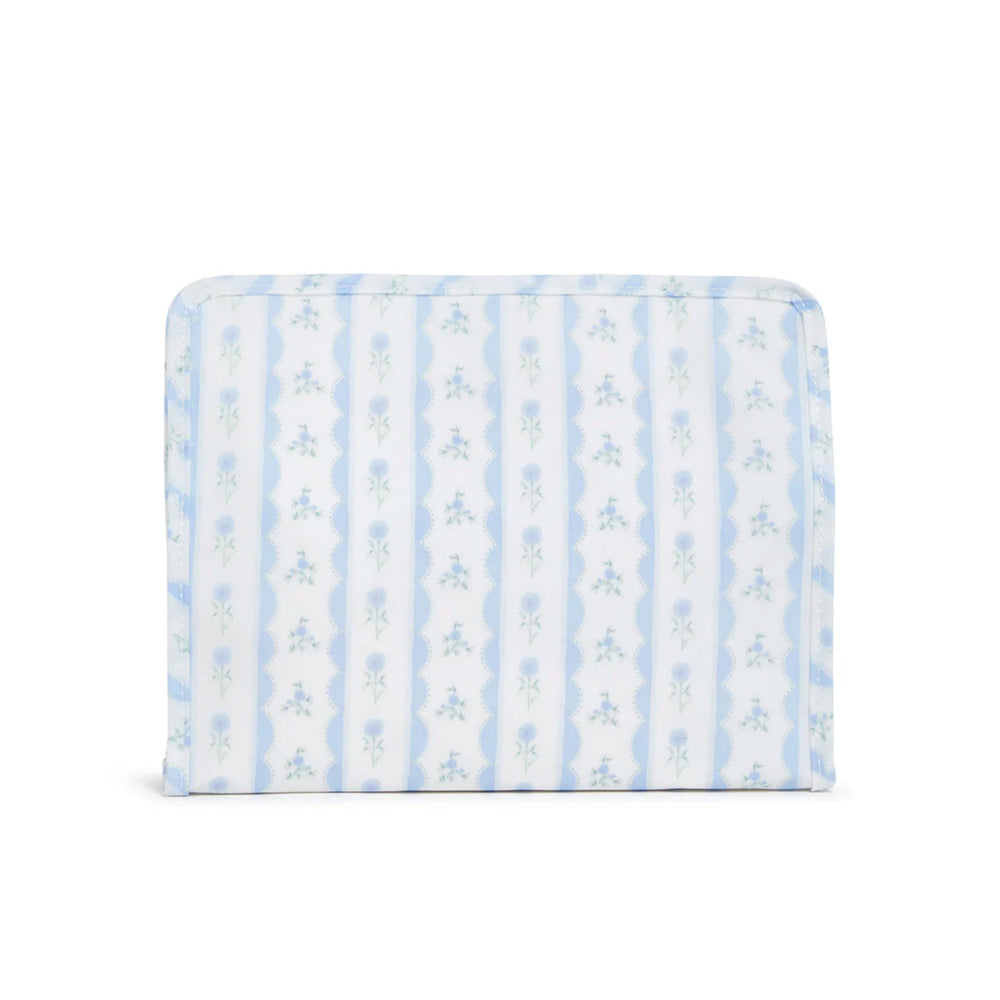 Medium Roadie Blue Ribbon Floral Zip Pouch