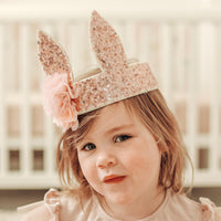 Rose Gold Sequin Bunny Crown