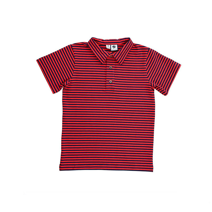 Red & Navy Mini Stripe Knit Polo