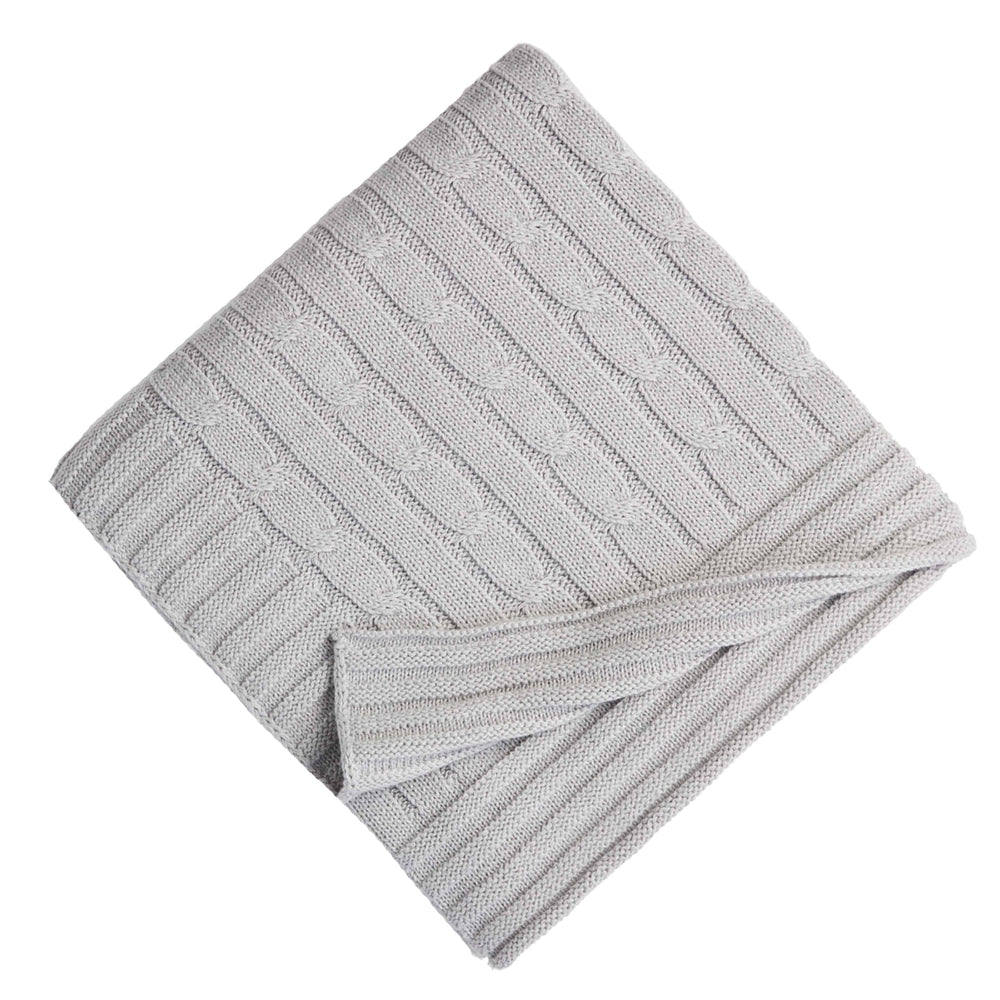 Heather Grey Cable Knit Blanket