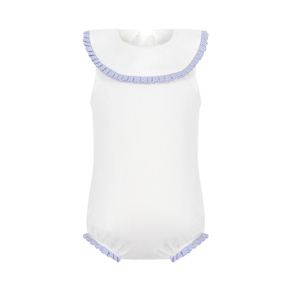 Adele Bubble with Blue Pleated Trim