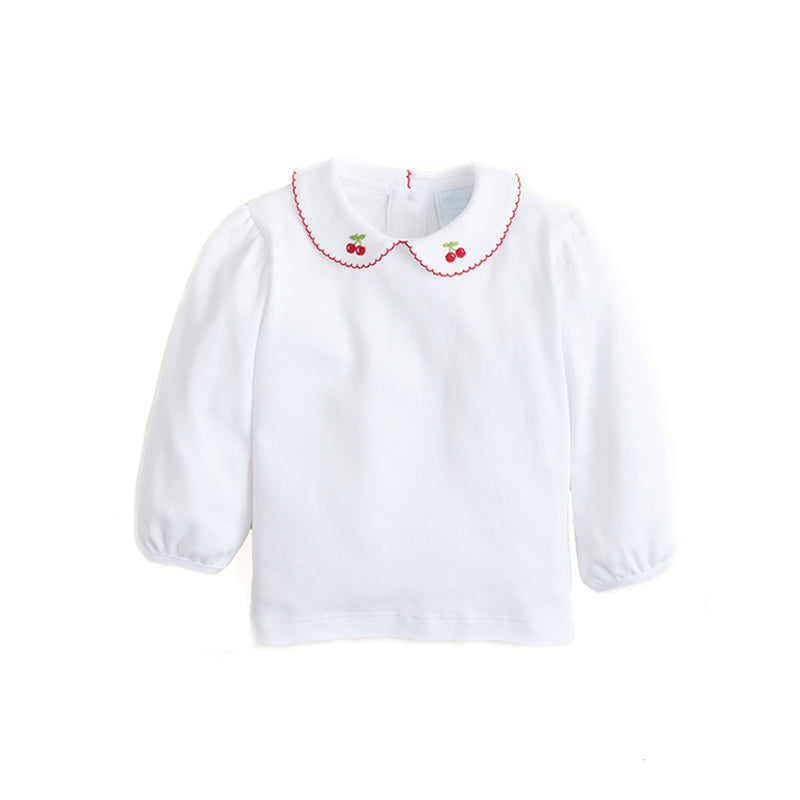 Cherry Pinpoint Peter Pan Blouse