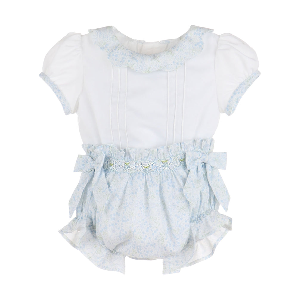 Tiny Blue Floral Smock Set