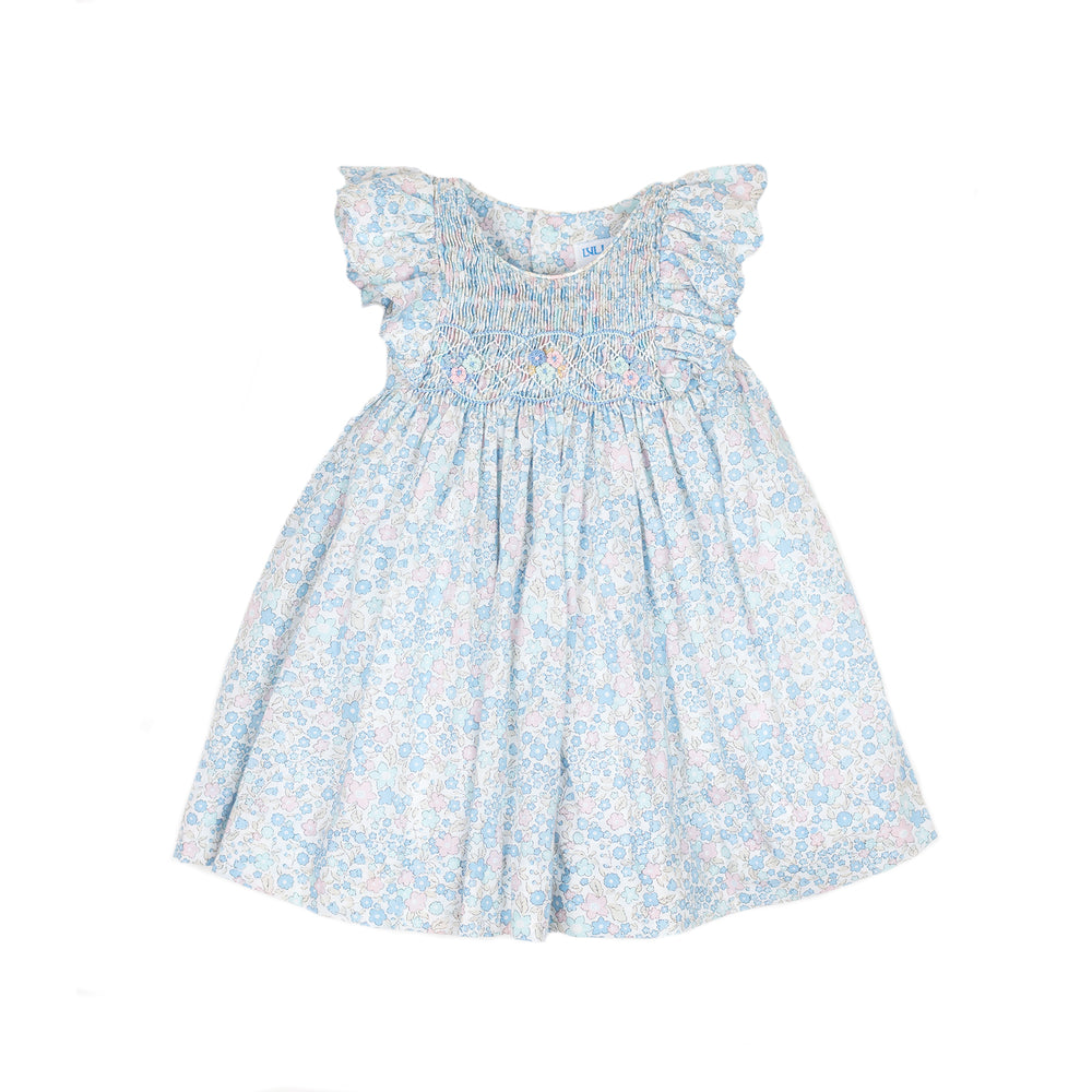 Blue Liberty Flutter Sleeve Dress
