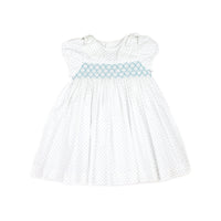 Mint Pin Dot Smocked Dress