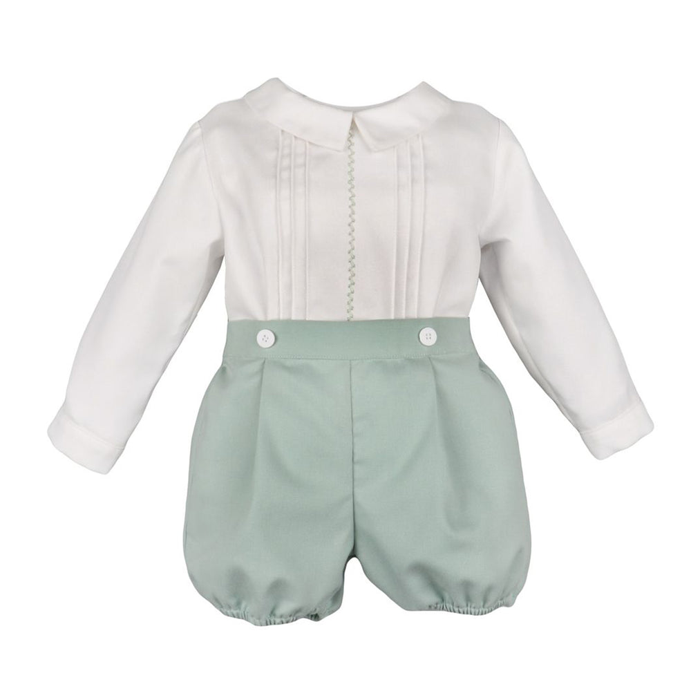 Sage Green Shorts with Shirt Hand Stitching