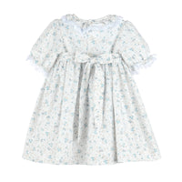 Blue Autumn Floral Smock Dress