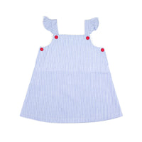 Blue Stripe Red Button Dress