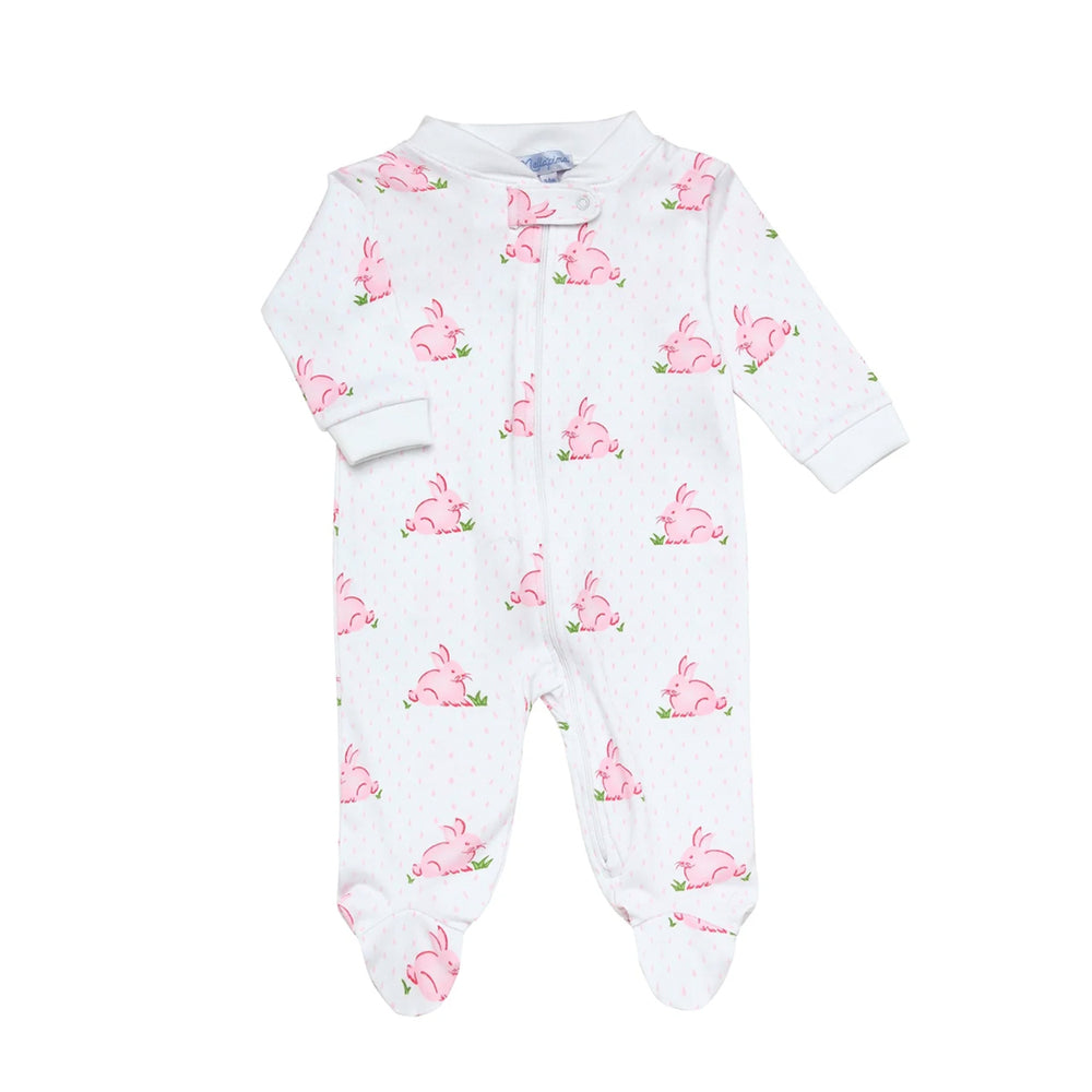 Pink Bunny Baby Zipper Footie